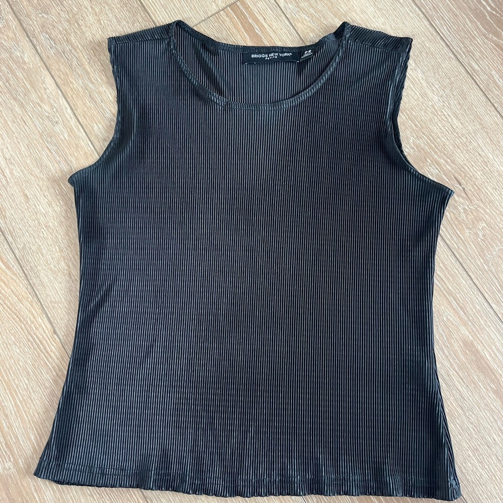 Briggs New York Black Blouse Ribbed Top Size Petite Small